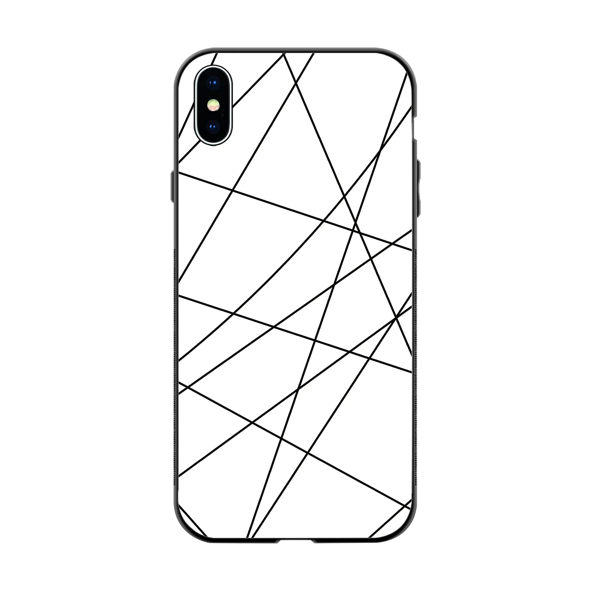 Geomatric White back phone cover | glass case for iphone xs max