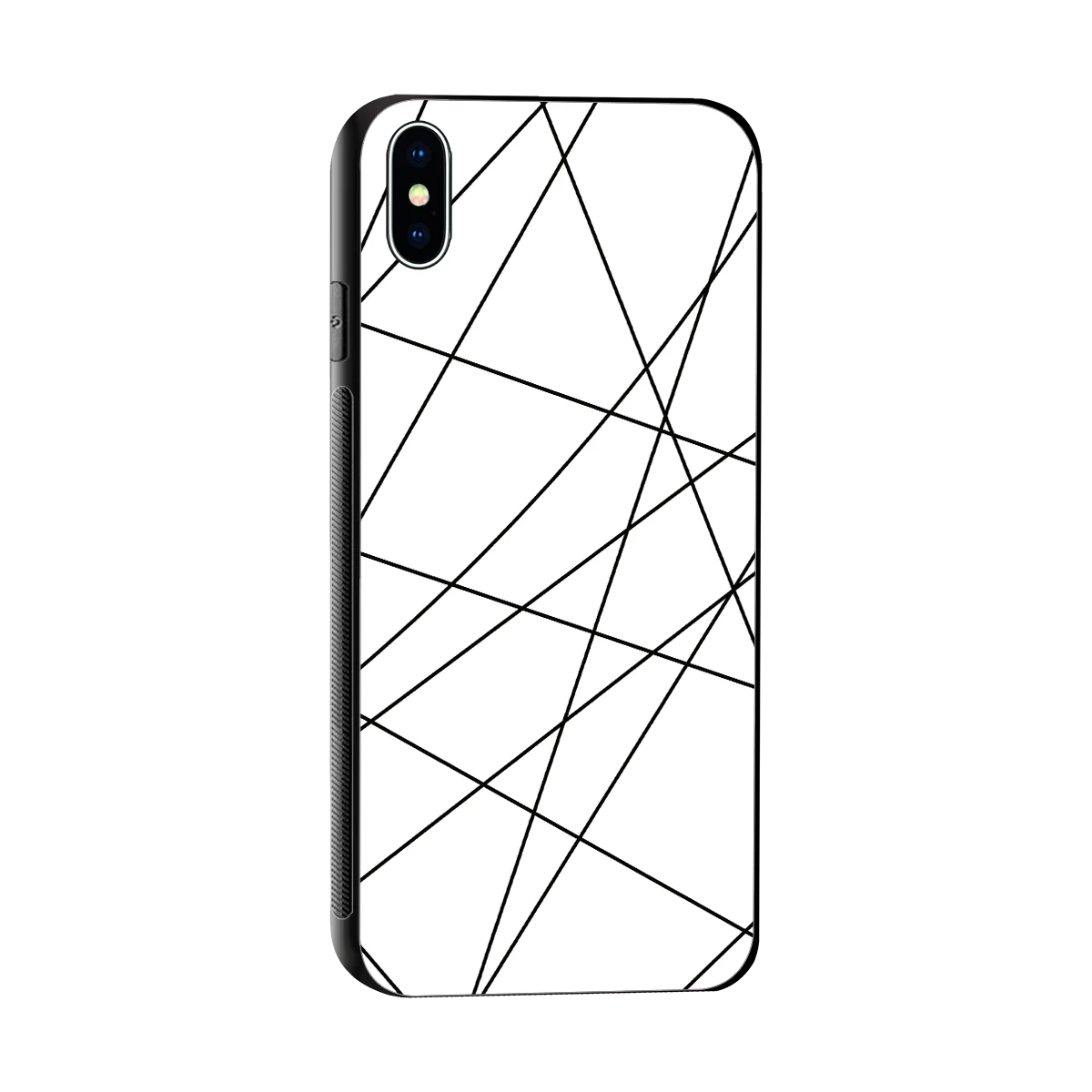 Geomatric White sleek iphone xs max cover with tempered glass back and TPU edges