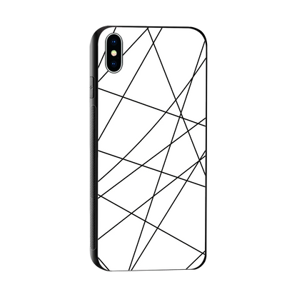 Geomatric White sleek iphone xs max cover with tempered glass back and TPU edges