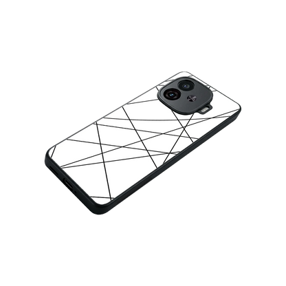 Geomatric White stylish phone case for iqoo neo 10r 5g | glossy glass and slim fit