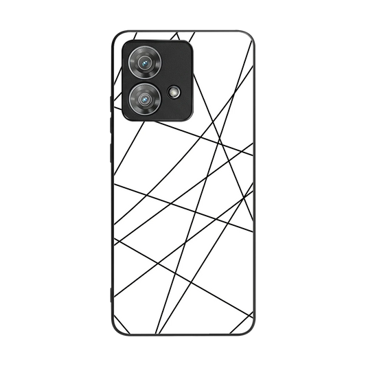 Geomatric White back phone cover | glass case for motorola edge 40 neo 5g