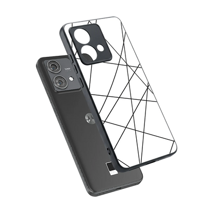 Geomatric White sleek motorola edge 40 neo 5g cover with tempered glass back and TPU edges