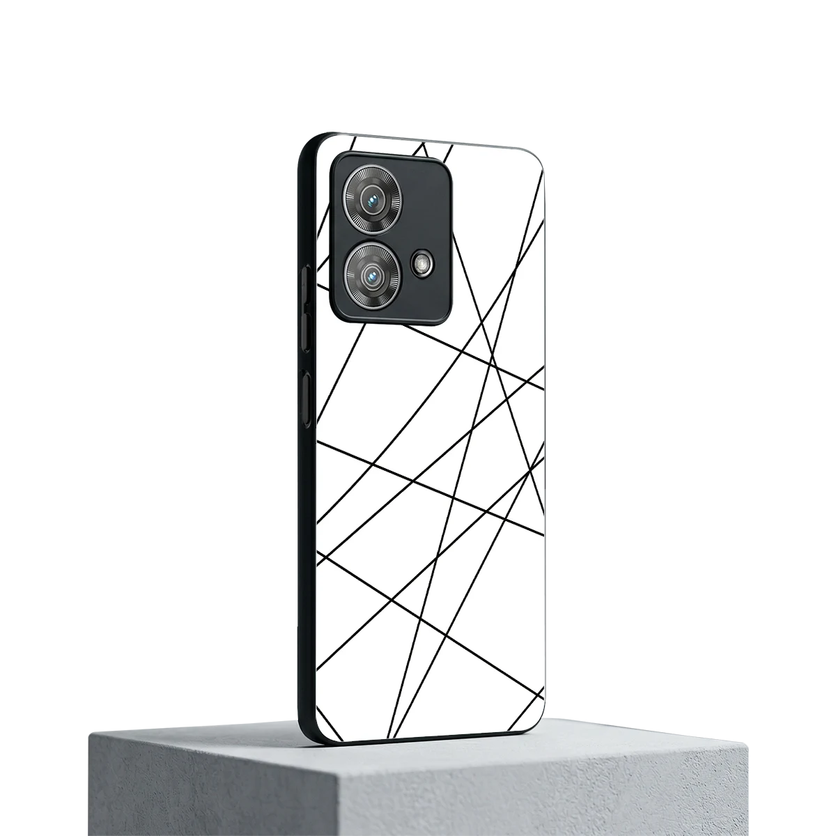 Geomatric White motorola edge 40 neo 5g mobile cover | shockproof glass phone case