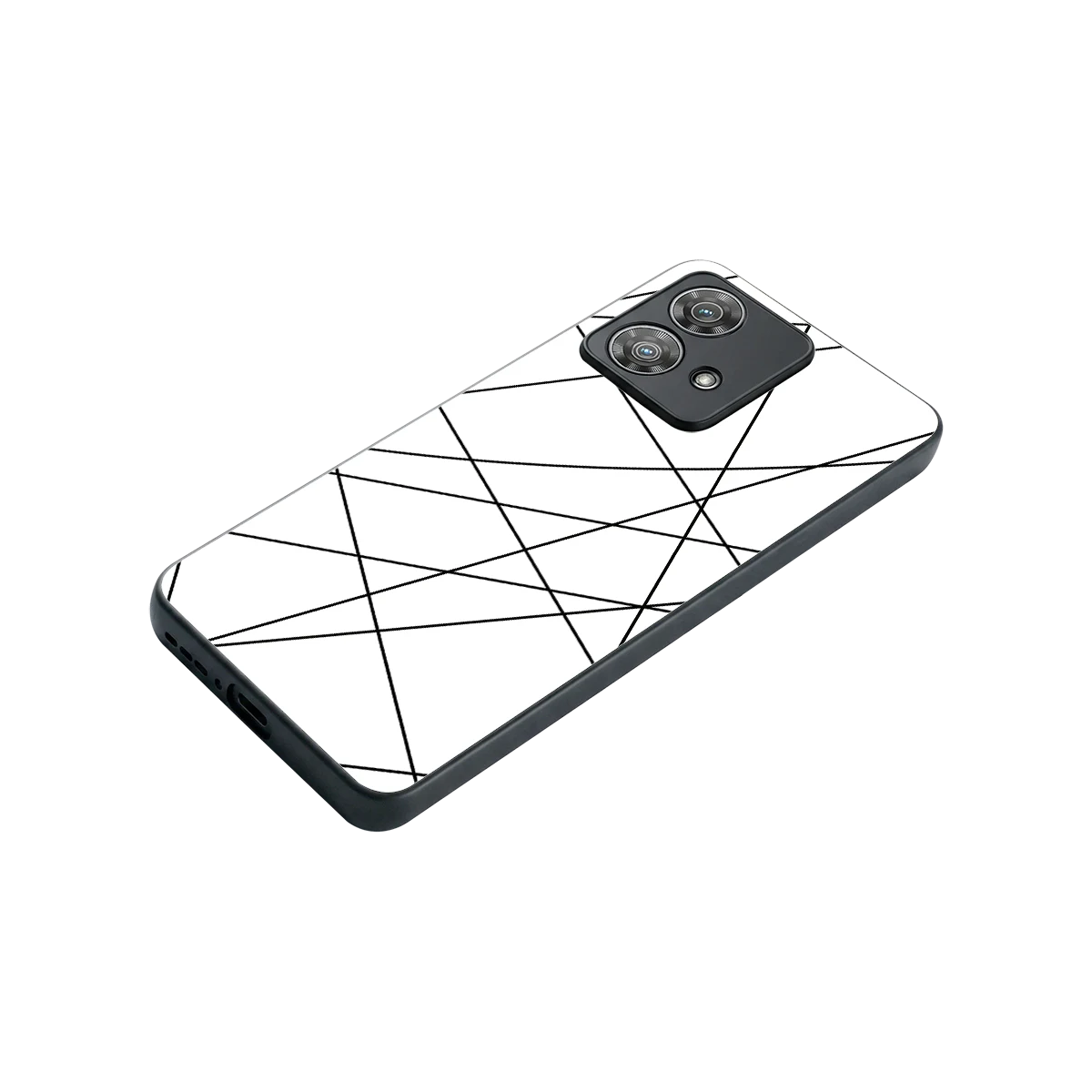 Geomatric White stylish phone case for motorola edge 40 neo 5g | glossy glass and slim fit