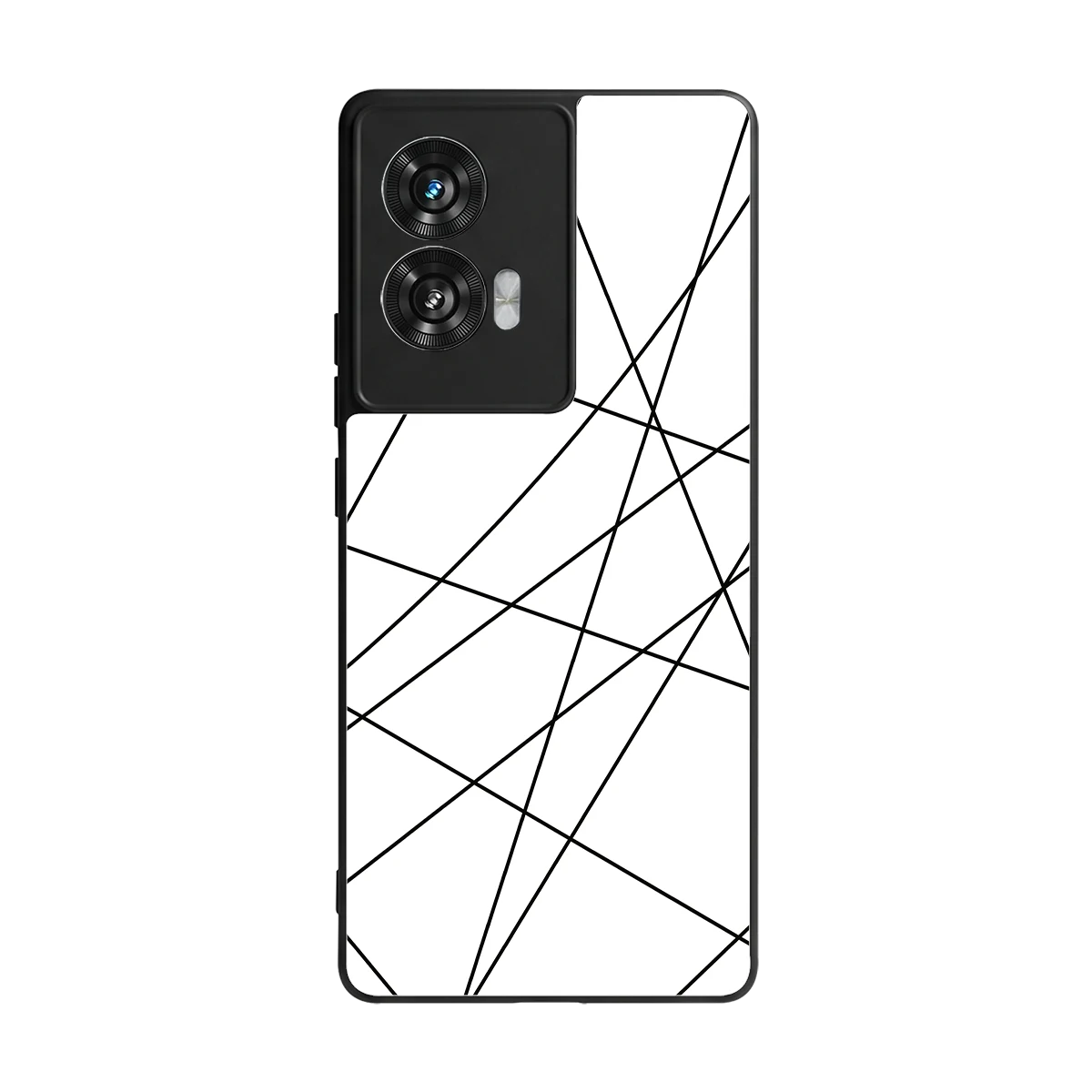 Geomatric White back phone cover | glass case for motorola edge 50 fusion