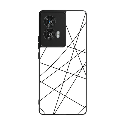 Geomatric White back phone cover | glass case for motorola edge 50 fusion