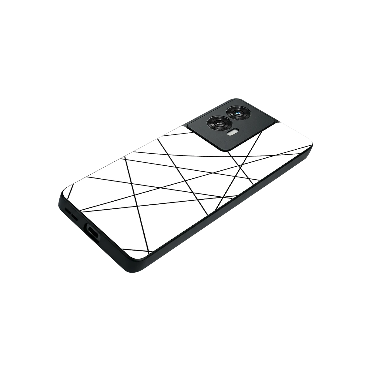 Geomatric White stylish phone case for motorola edge 50 fusion | glossy glass and slim fit