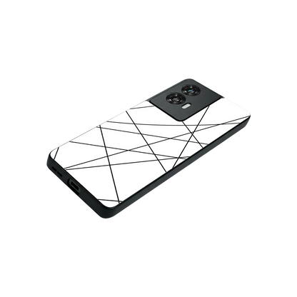 Geomatric White stylish phone case for motorola edge 50 fusion | glossy glass and slim fit