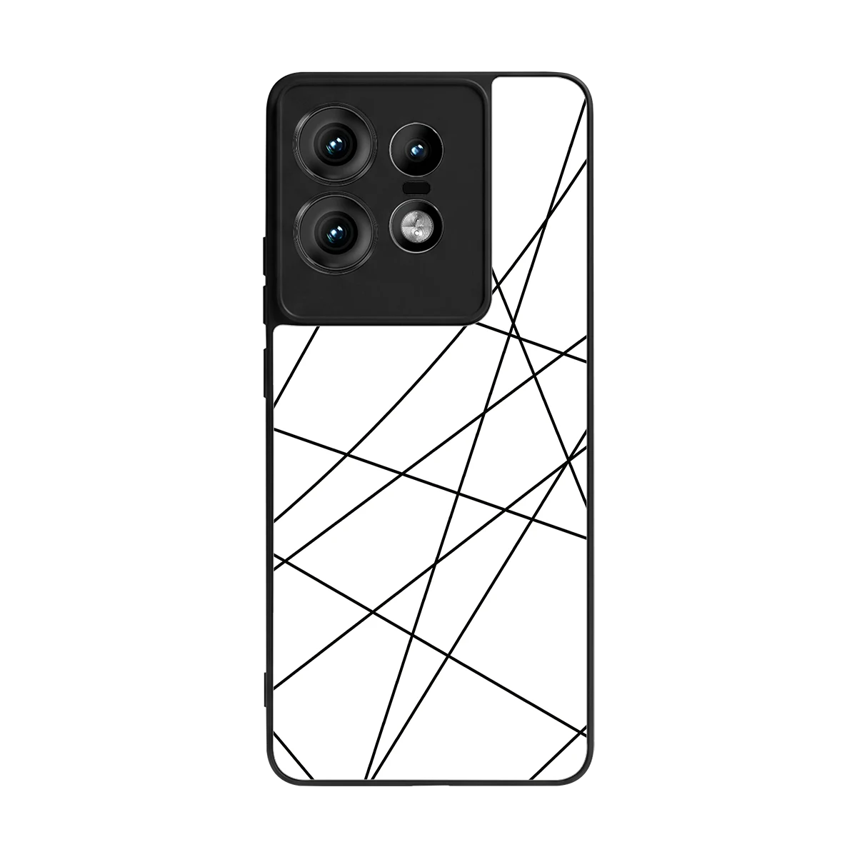 Geomatric White back phone cover | glass case for motorola edge 50 pro