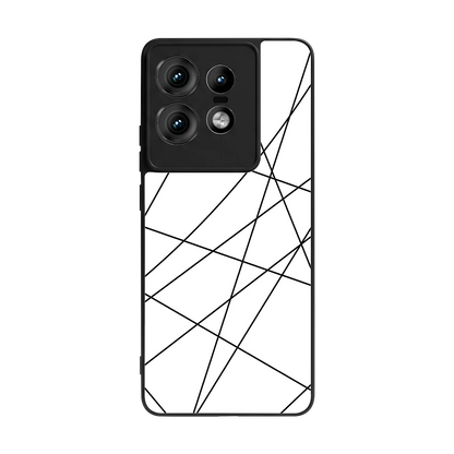 Geomatric White back phone cover | glass case for motorola edge 50 pro