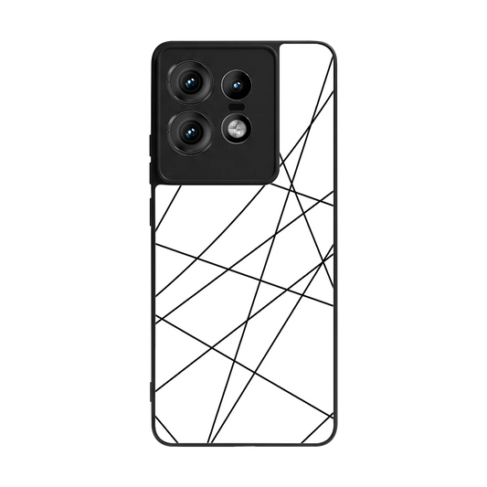 Geomatric White back phone cover | glass case for motorola edge 50 pro