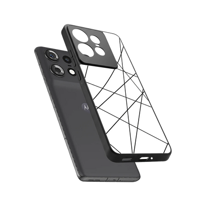 Geomatric White sleek motorola edge 50 pro cover with tempered glass back and TPU edges