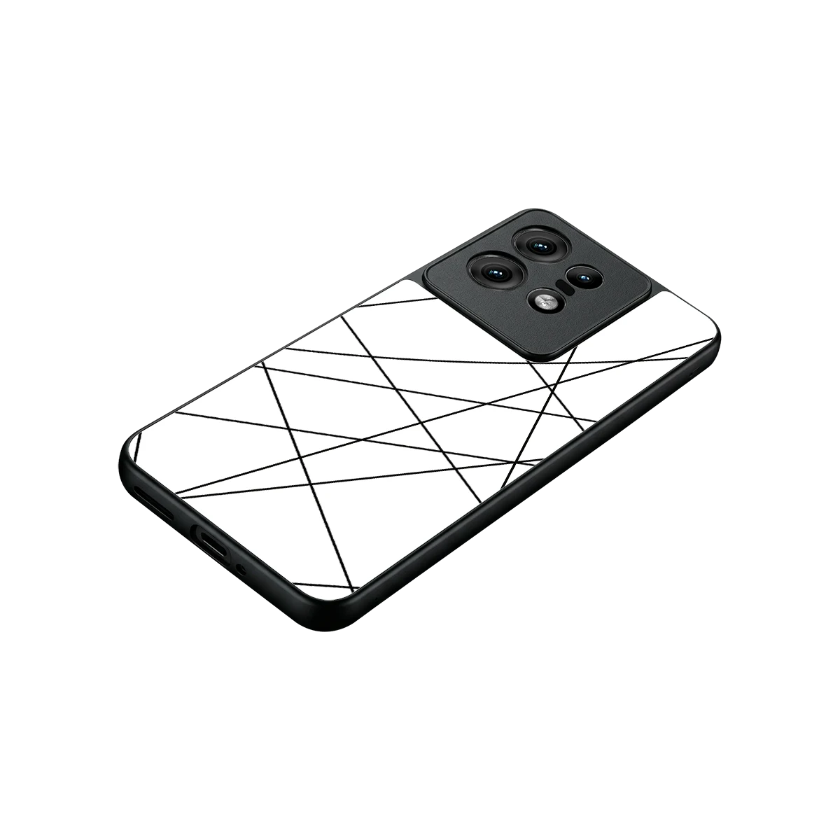 Geomatric White stylish phone case for motorola edge 50 pro | glossy glass and slim fit