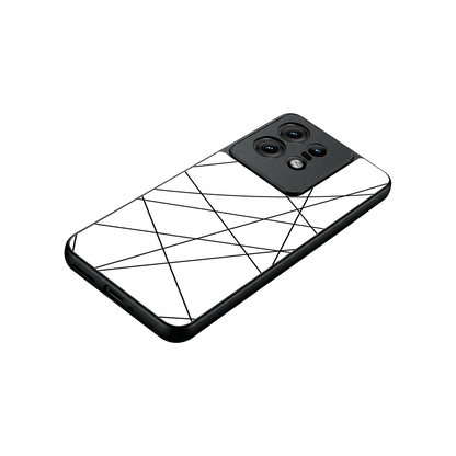 Geomatric White stylish phone case for motorola edge 50 pro | glossy glass and slim fit