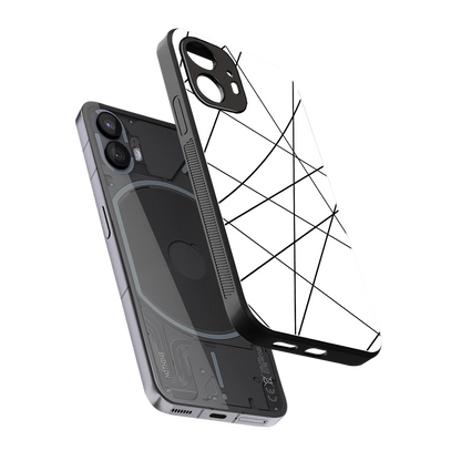 Geomatric White sleek nothing phone 2 cover with tempered glass back and TPU edges