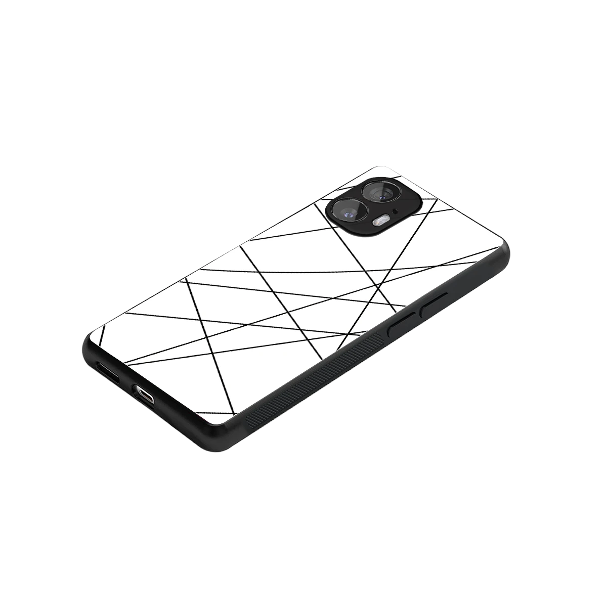 Geomatric White stylish phone case for nothing phone 2 | glossy glass and slim fit