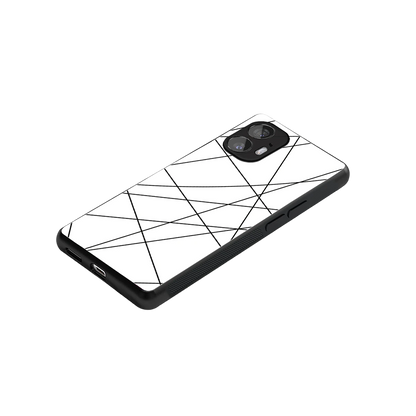 Geomatric White stylish phone case for nothing phone 2 | glossy glass and slim fit
