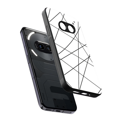 Geomatric White sleek nothing phone 2a cover with tempered glass back and TPU edges