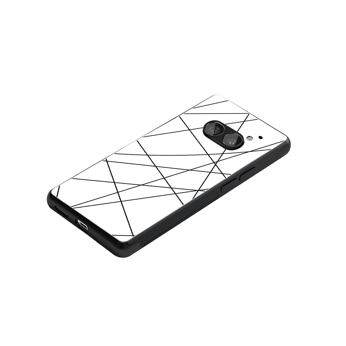 Geomatric White stylish phone case for nothing phone 2a | glossy glass and slim fit