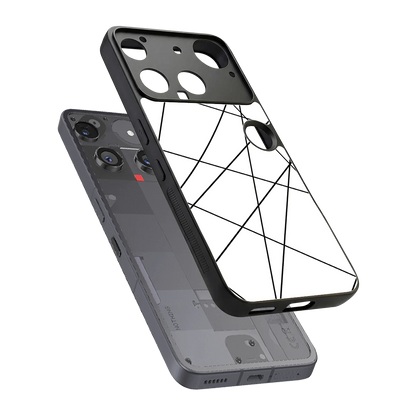 Geomatric White sleek nothing phone 3 cover with tempered glass back and TPU edges