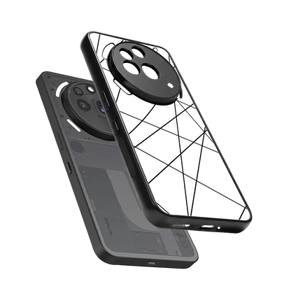 Geomatric White sleek nothing phone 3a pro cover with tempered glass back and TPU edges