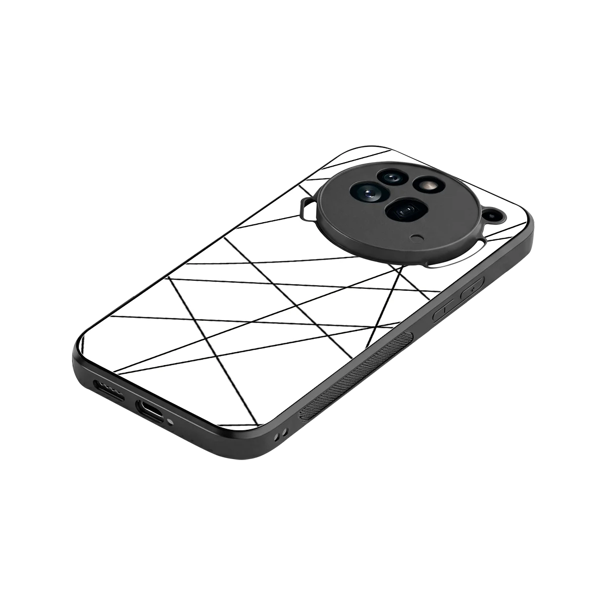 Geomatric White stylish phone case for nothing phone 3a pro | glossy glass and slim fit