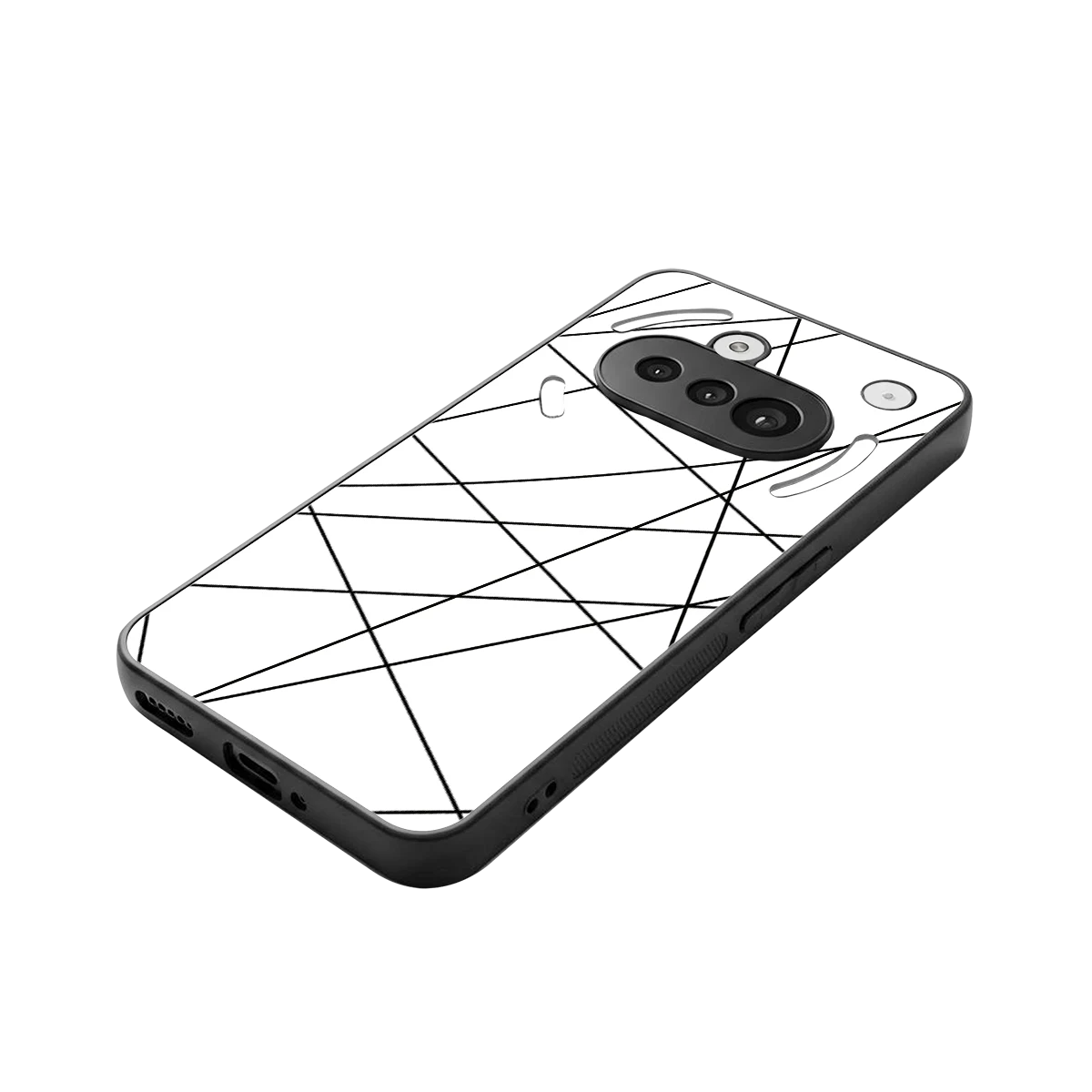Geomatric White stylish phone case for nothing phone 3a | glossy glass and slim fit