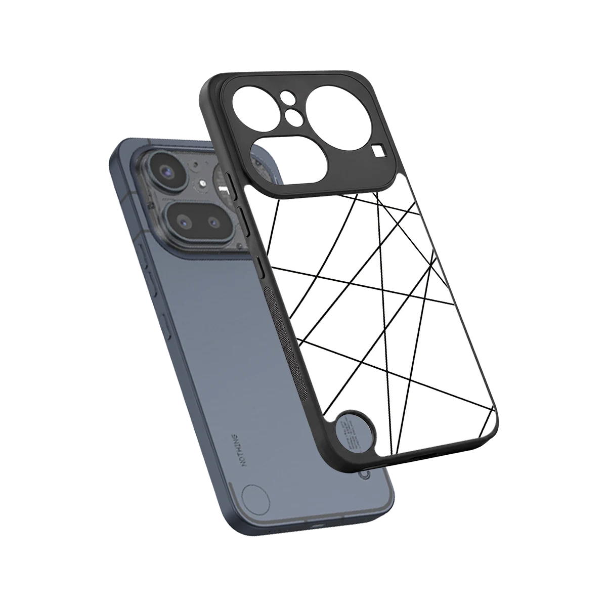 Geomatric White sleek nothing phone 4a pro cover with tempered glass back and TPU edges