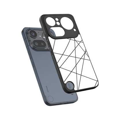 Geomatric White sleek nothing phone 4a pro cover with tempered glass back and TPU edges
