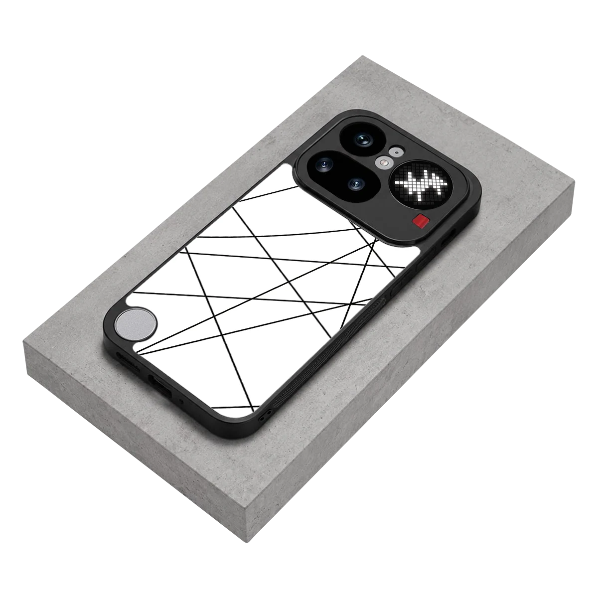 Geomatric White stylish phone case for nothing phone 4a pro | glossy glass and slim fit