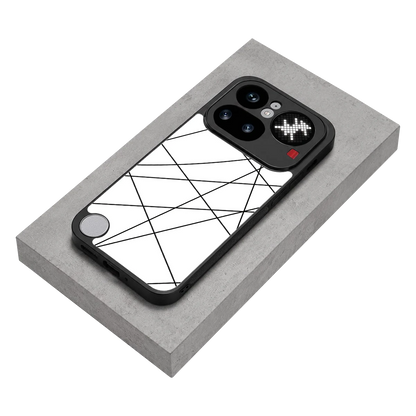 Geomatric White stylish phone case for nothing phone 4a pro | glossy glass and slim fit