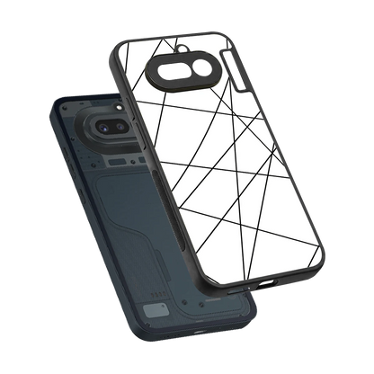 Geomatric White sleek nothing phone 4a cover with tempered glass back and TPU edges