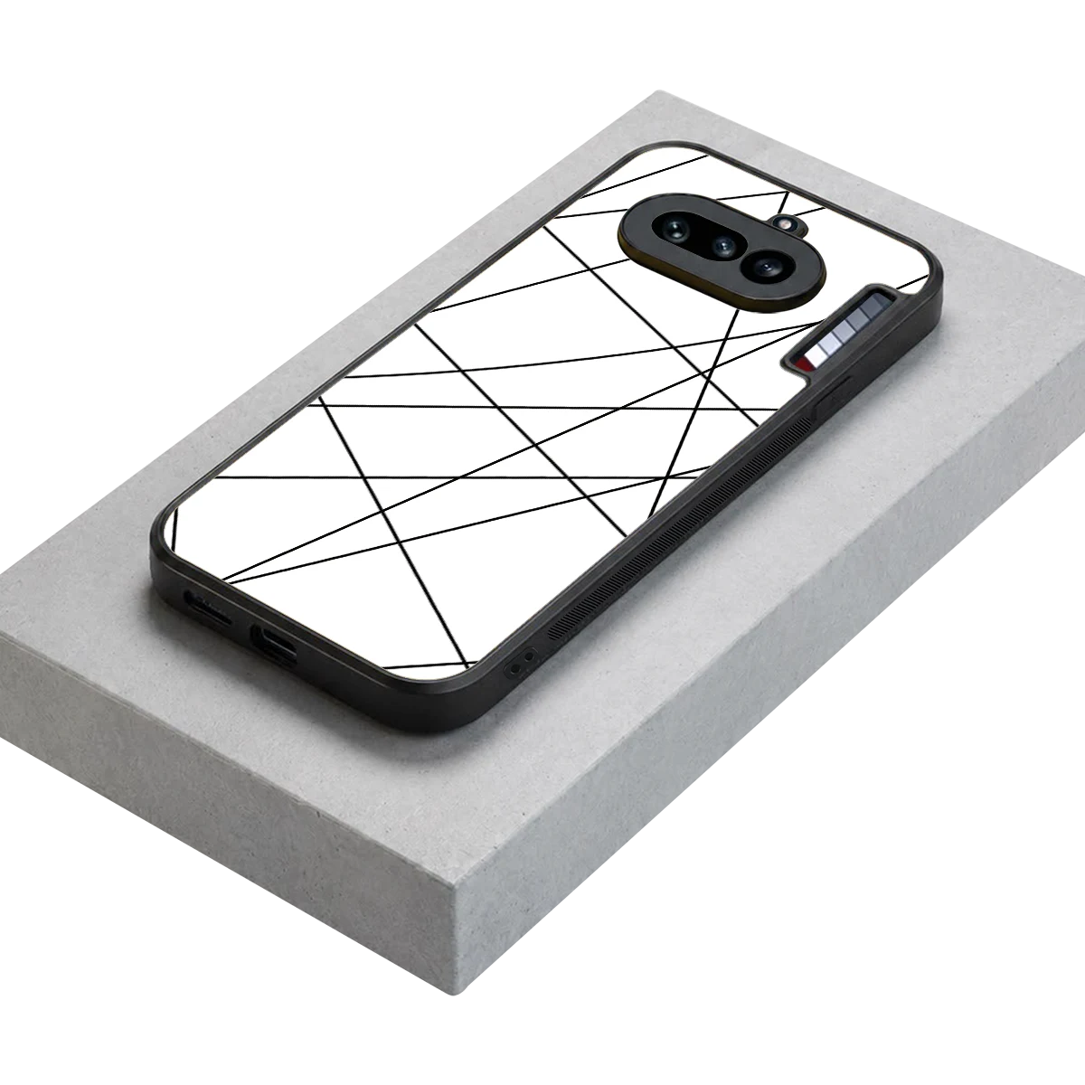 Geomatric White stylish phone case for nothing phone 4a | glossy glass and slim fit