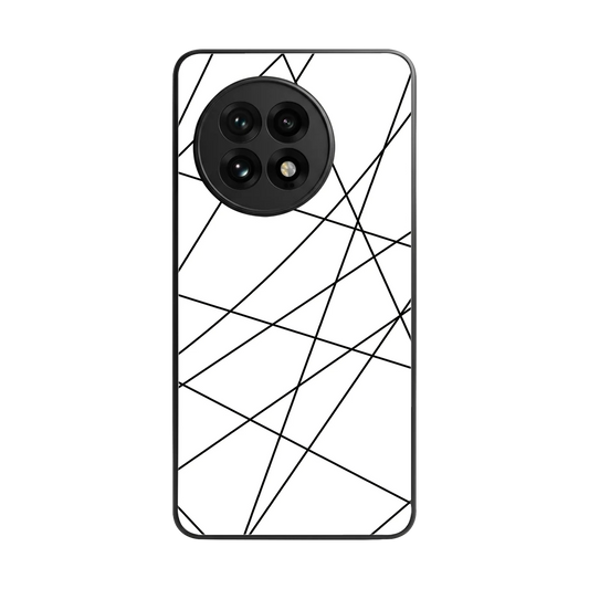 Geomatric White back phone cover | glass case for oneplus 13r