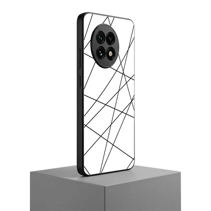 Geomatric White oneplus 13r mobile cover | shockproof glass phone case