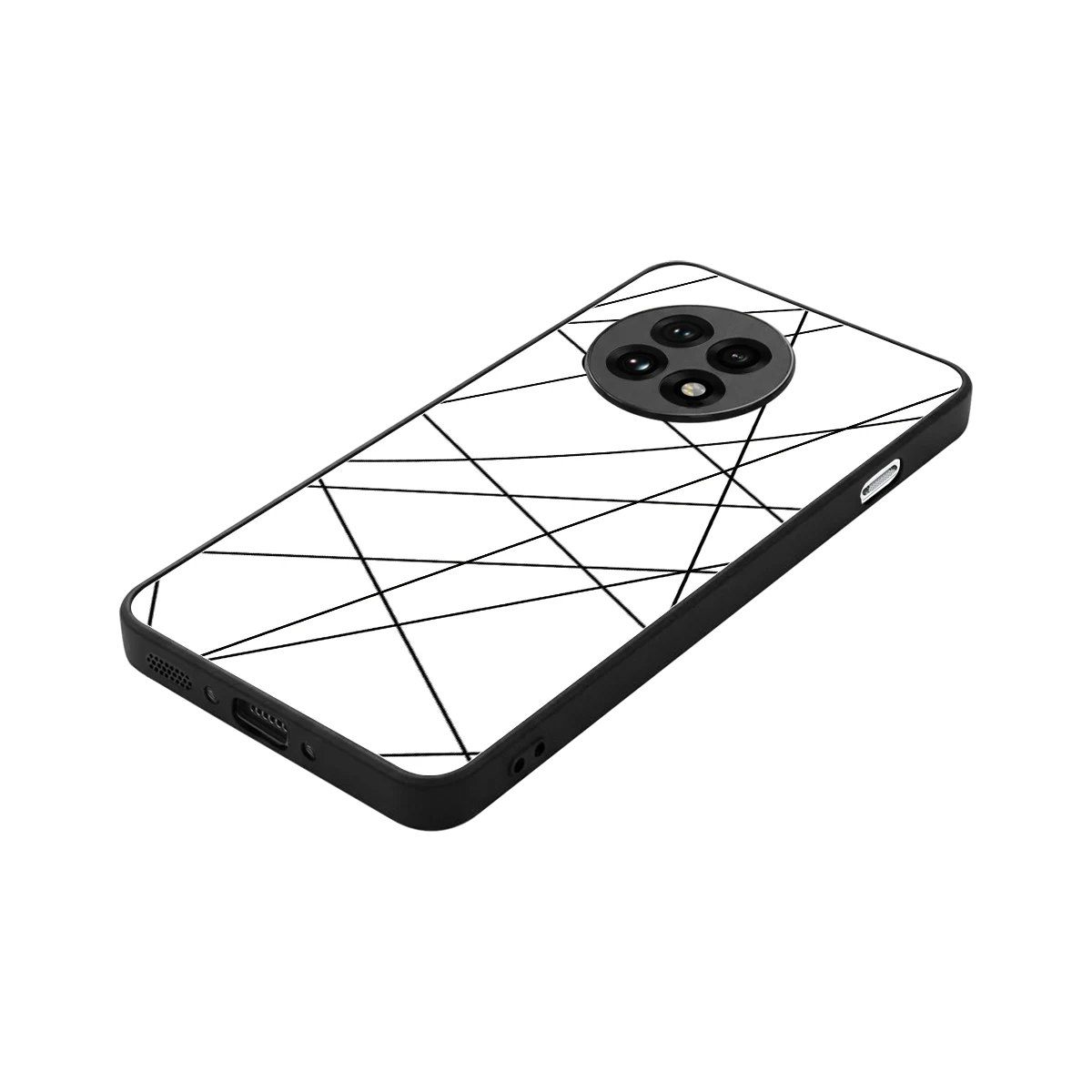 Geomatric White stylish phone case for oneplus 13r | glossy glass and slim fit