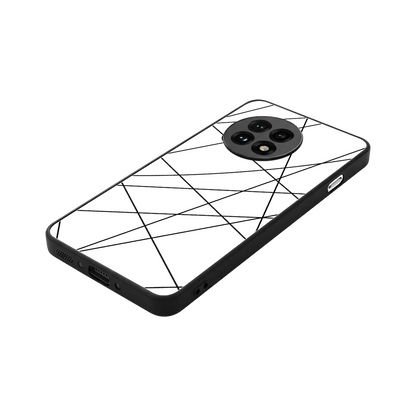 Geomatric White stylish phone case for oneplus 13r | glossy glass and slim fit