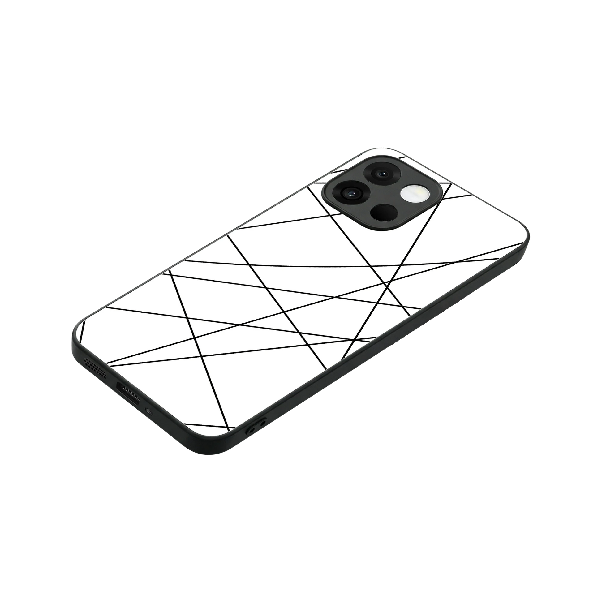 Geomatric White stylish phone case for oneplus 13s | glossy glass and slim fit