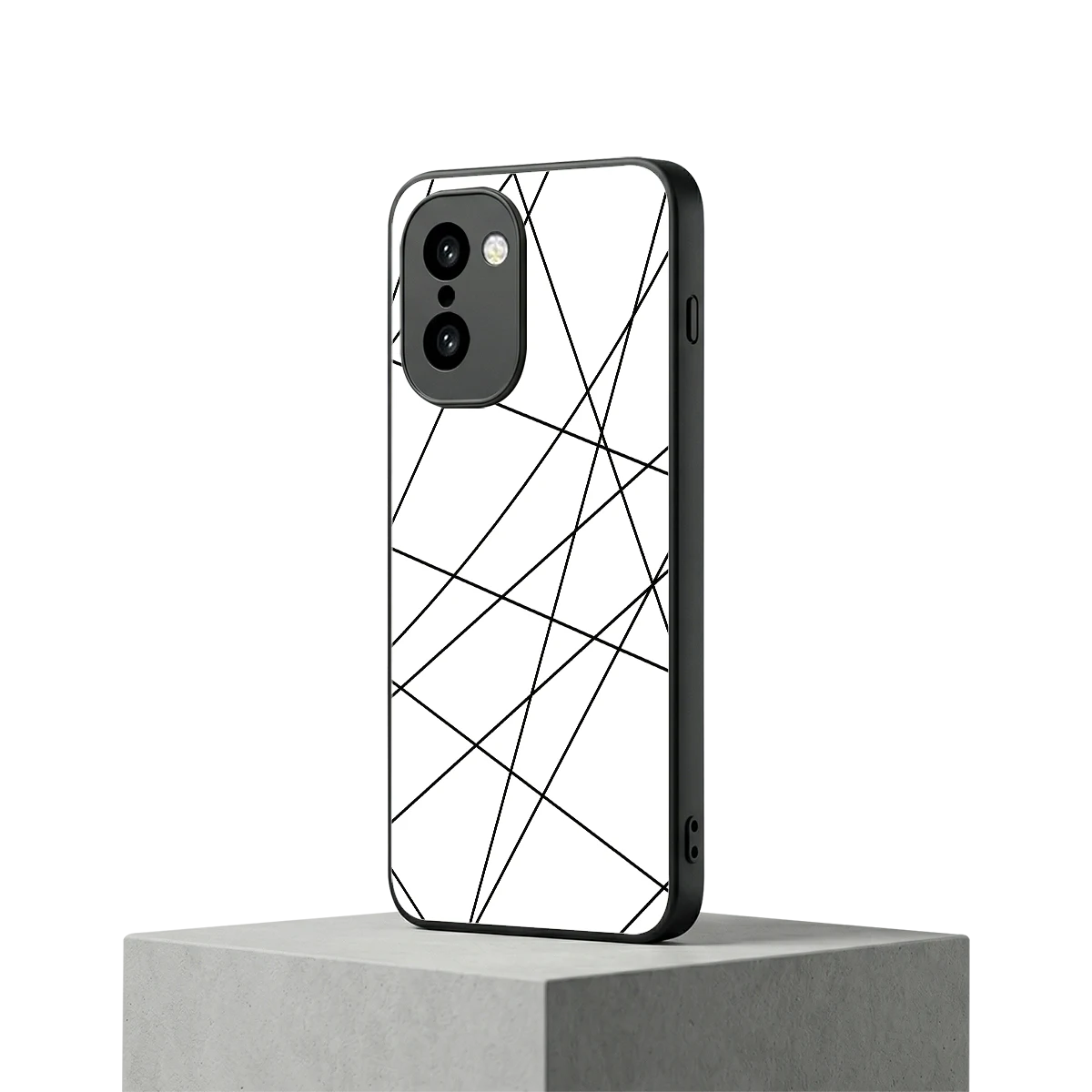 Geomatric White oneplus 15r mobile cover | shockproof glass phone case