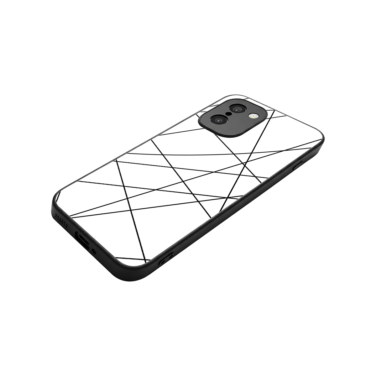 Geomatric White stylish phone case for oneplus 15r | glossy glass and slim fit