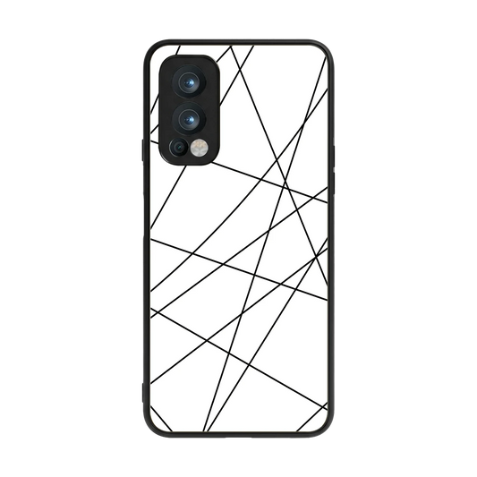 Geomatric White back phone cover | glass case for oneplus nord 2