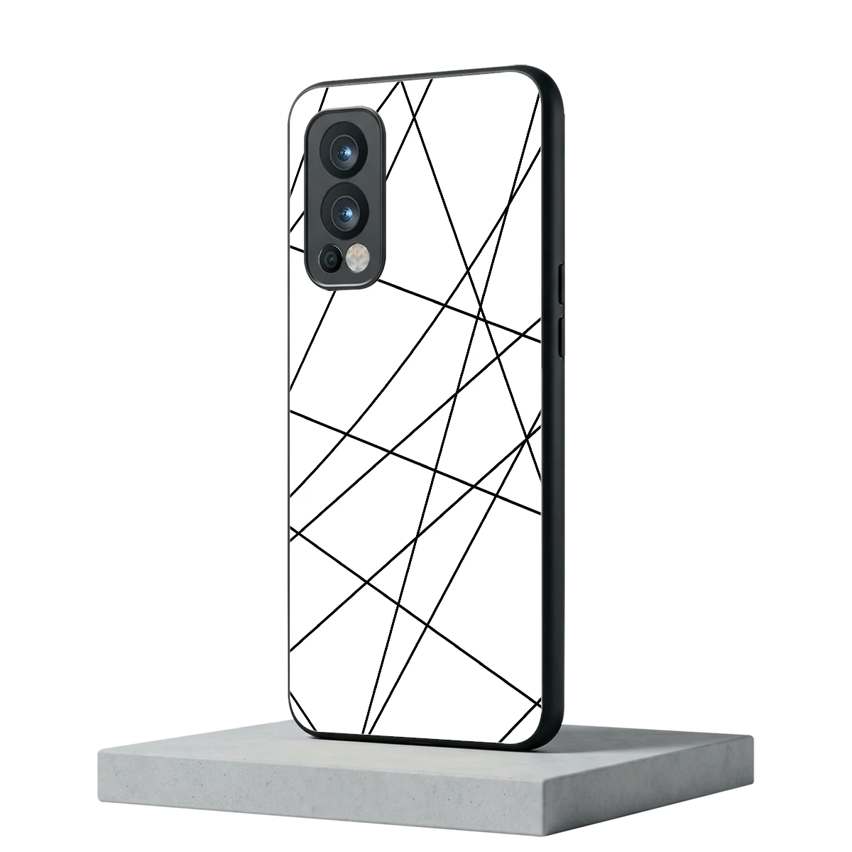 Geomatric White oneplus nord 2 mobile cover | shockproof glass phone case