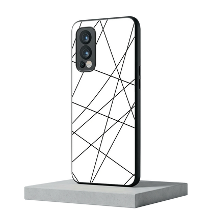 Geomatric White oneplus nord 2 mobile cover | shockproof glass phone case