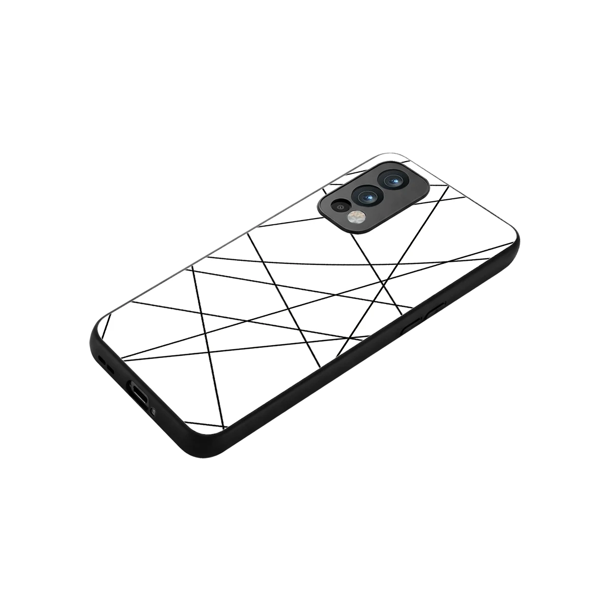 Geomatric White stylish phone case for oneplus nord 2 | glossy glass and slim fit