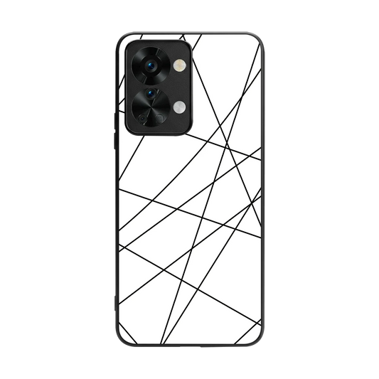 Geomatric White back phone cover | glass case for oneplus nord 2t