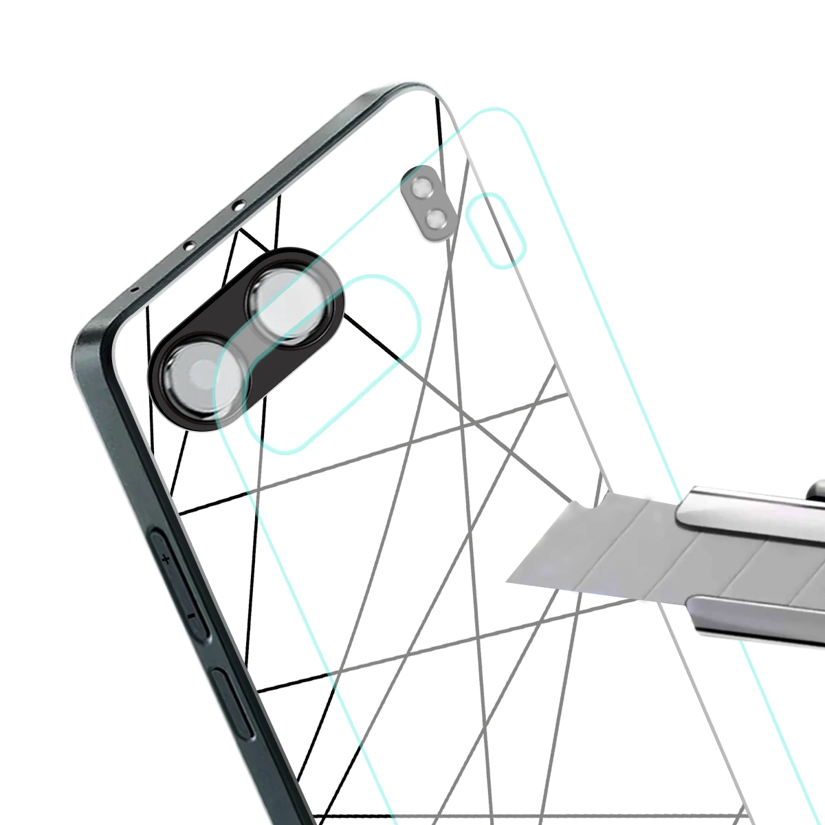 Geomatric White stylish phone case for oneplus nord 4 | glossy glass and slim fit