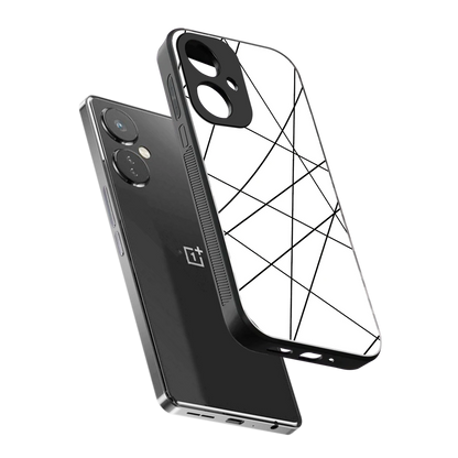 Geomatric White sleek oneplus nord ce 3 cover with tempered glass back and TPU edges