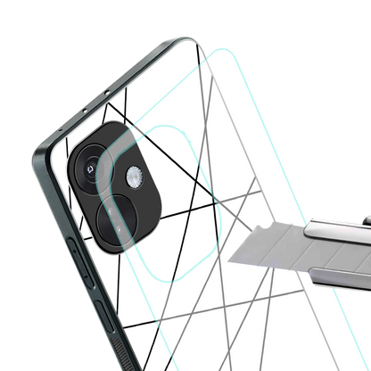 Geomatric White stylish phone case for oneplus nord ce 3 | glossy glass and slim fit