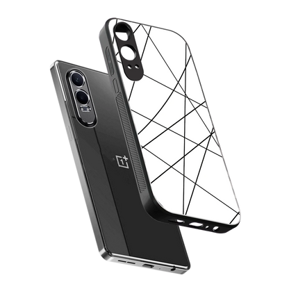 Geomatric White sleek oneplus nord ce 4 lite cover with tempered glass back and TPU edges