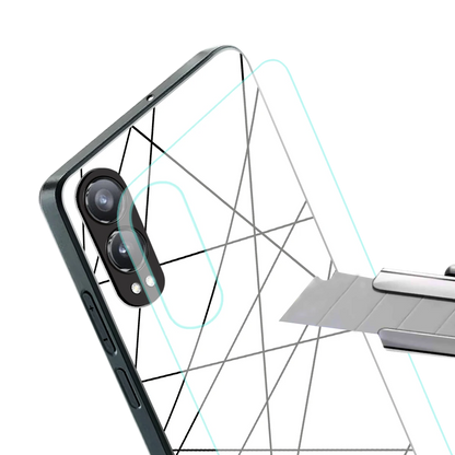 Geomatric White stylish phone case for oneplus nord ce 4 lite | glossy glass and slim fit